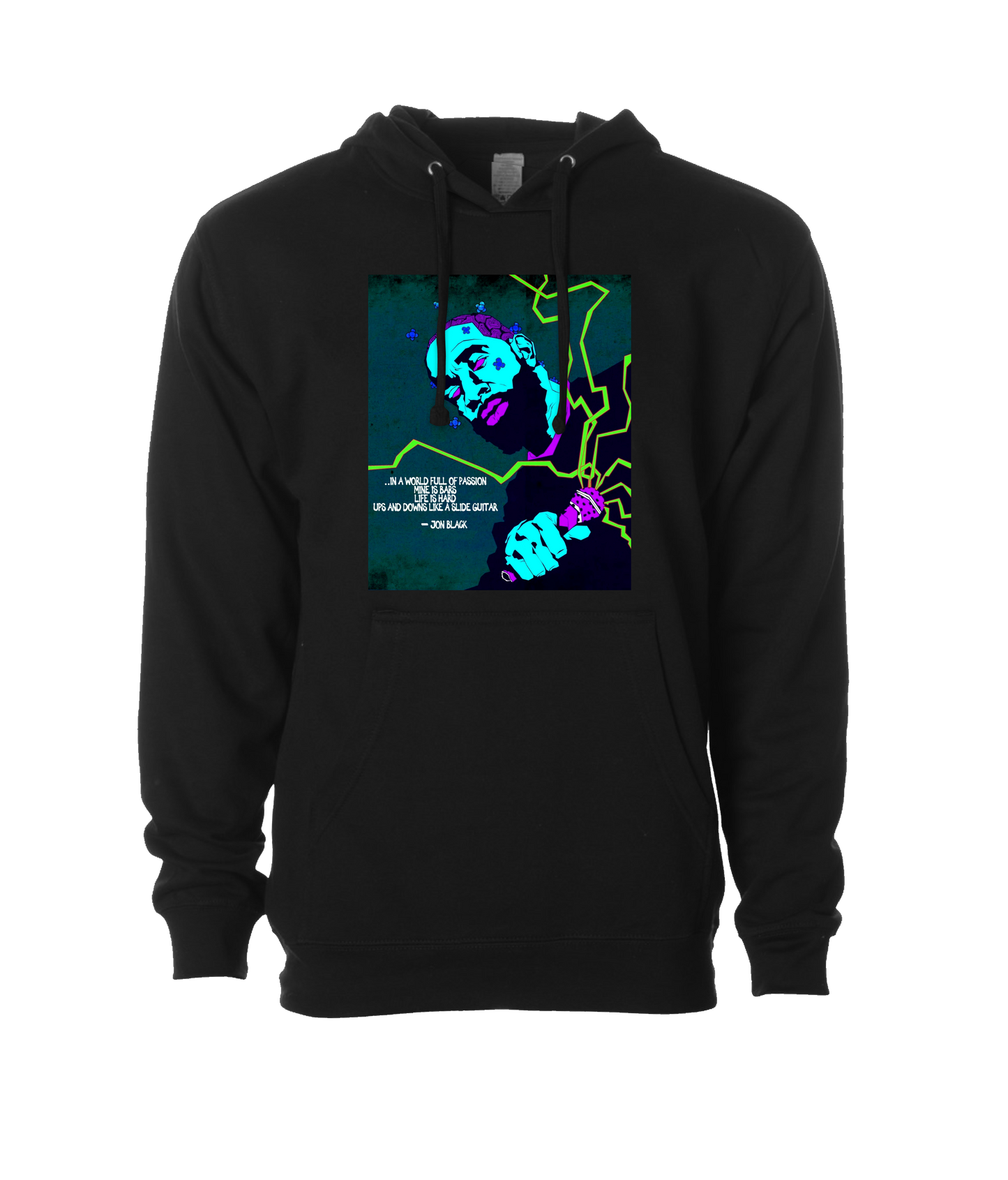 Jon Black - Teal Logo - Black Hoodie