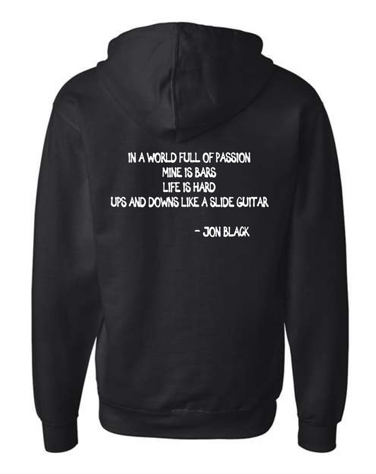 Jon Black - Teal Logo - Black Zip Up Hoodie