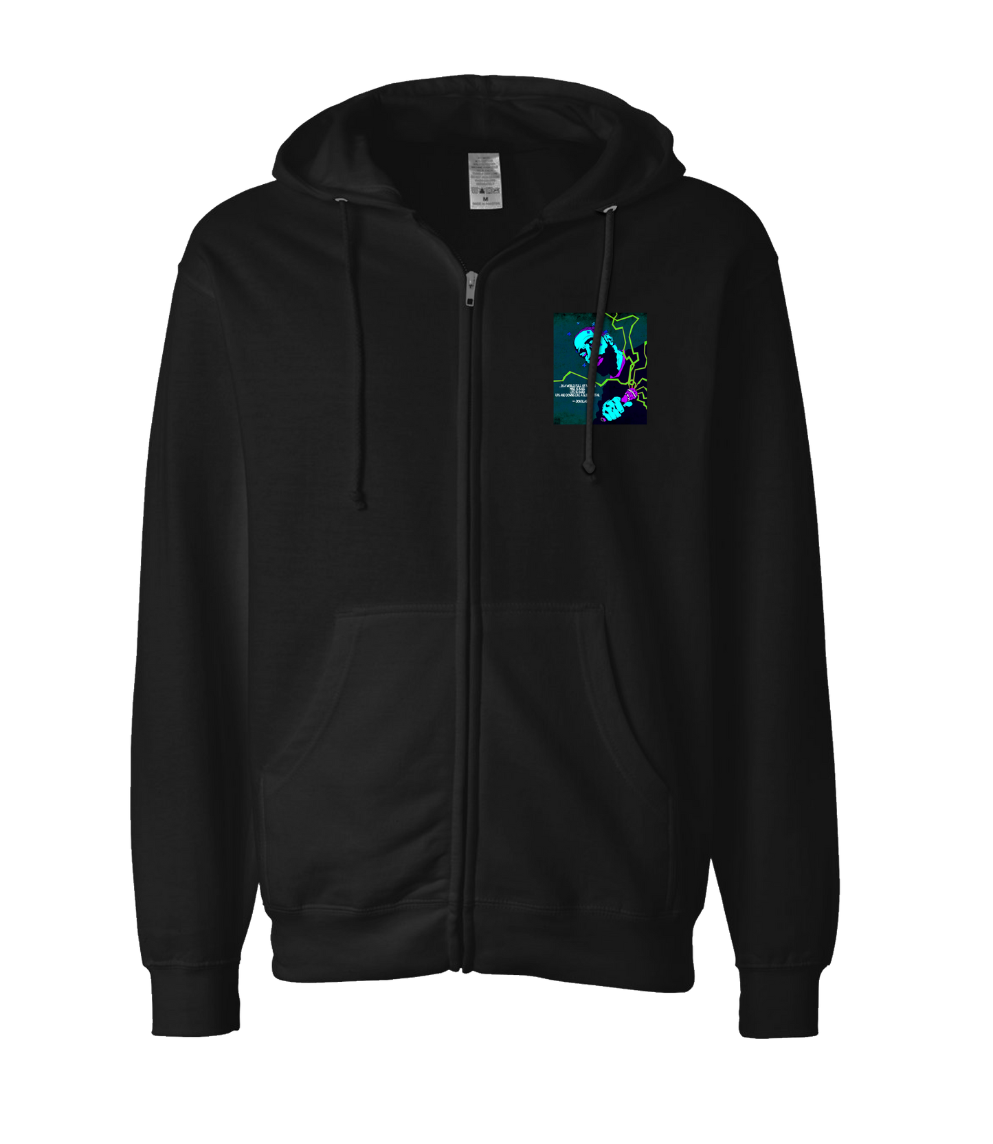 Jon Black - Teal Logo - Black Zip Up Hoodie