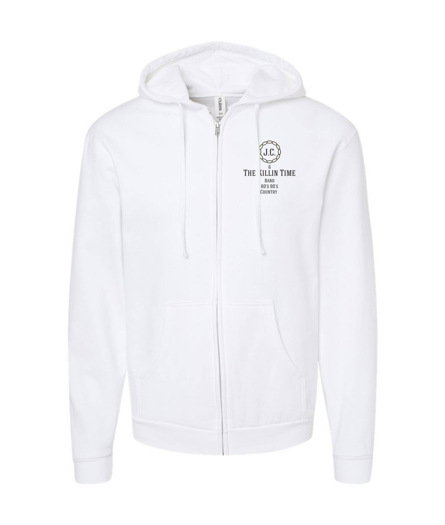 JC & The Killin Time Band - Round Logo - White Zip Hoodie