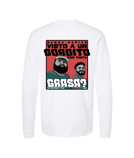 JOVA MUSIC MERCH - GRASA? - White Long Sleeve T