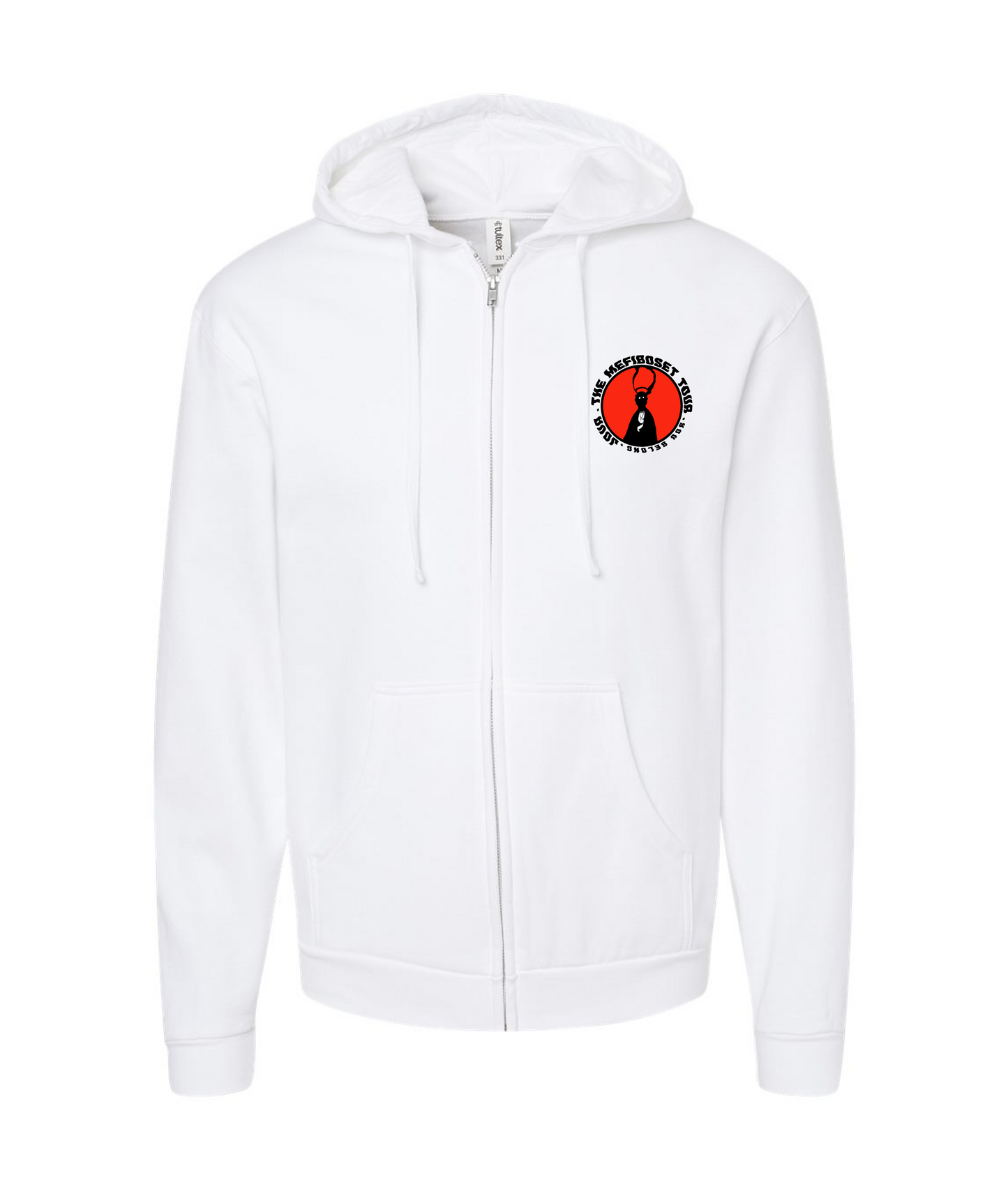 JOVA MUSIC MERCH - THE MEFIBOSET TOUR - White Zip Up Hoodie