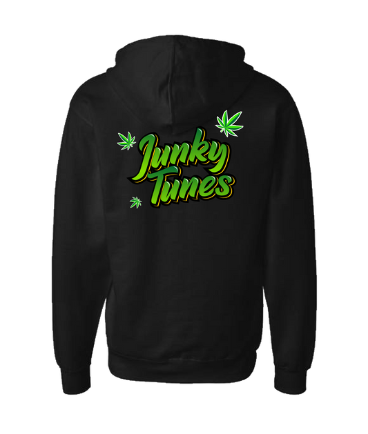 JunkyTunes - Logo Green - Black Zip Up Hoodie