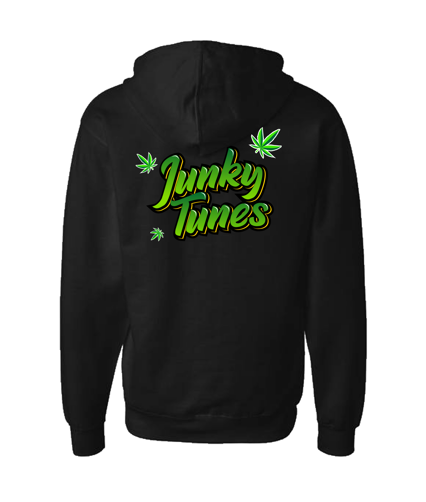 JunkyTunes - Logo Green - Black Zip Up Hoodie