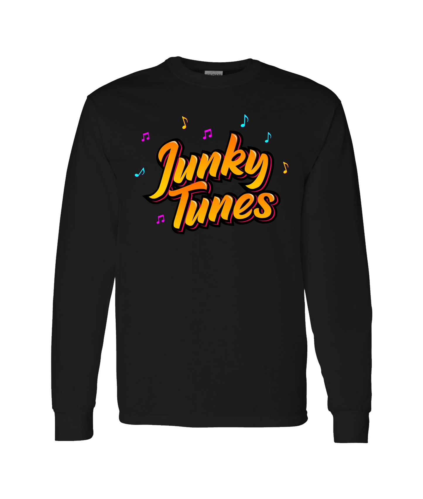 JunkyTunes - Logo Orange - Black Long Sleeve T