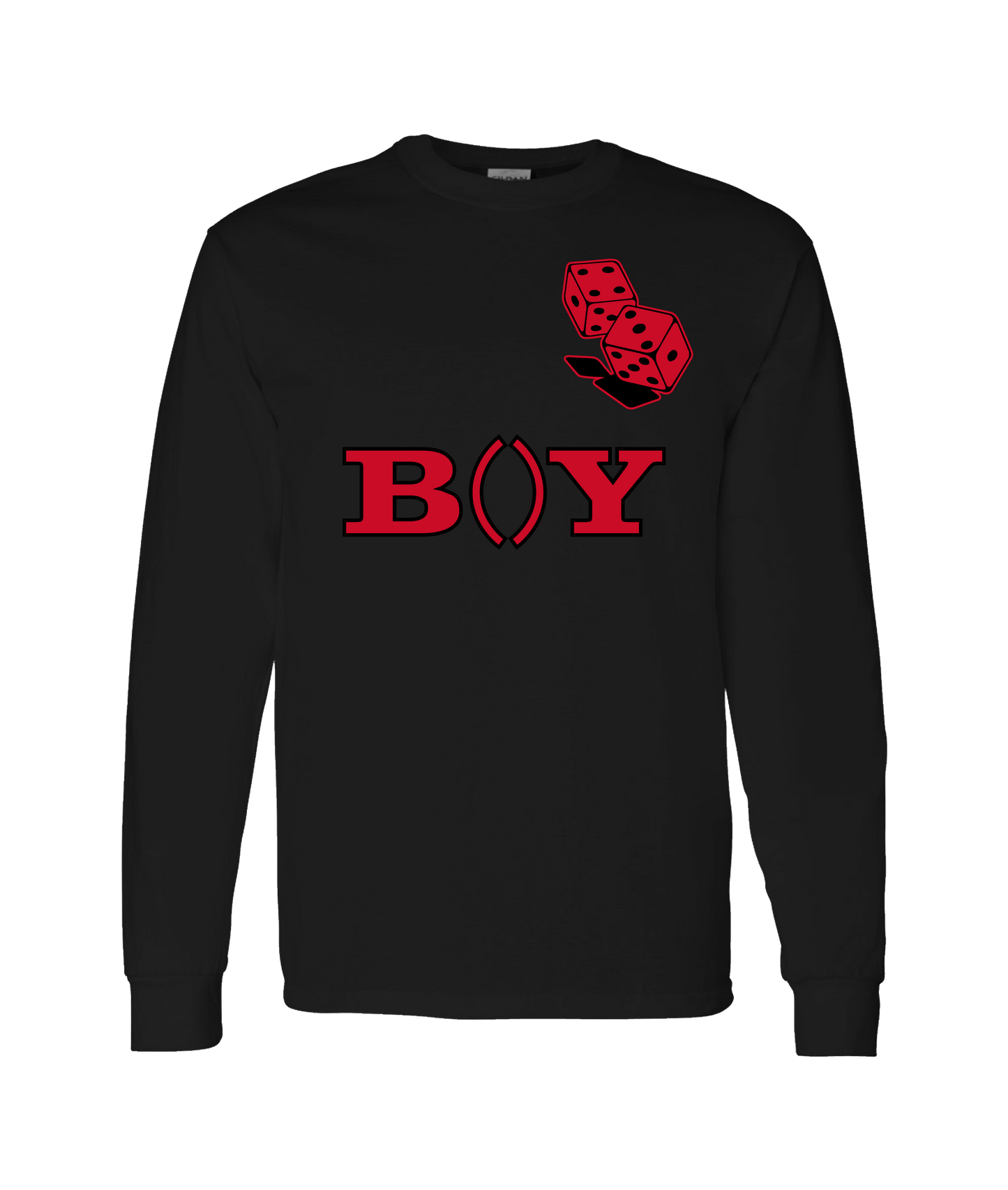 King Julgah - B()Y Dice RED (2 sided) - Black Long Sleeve T