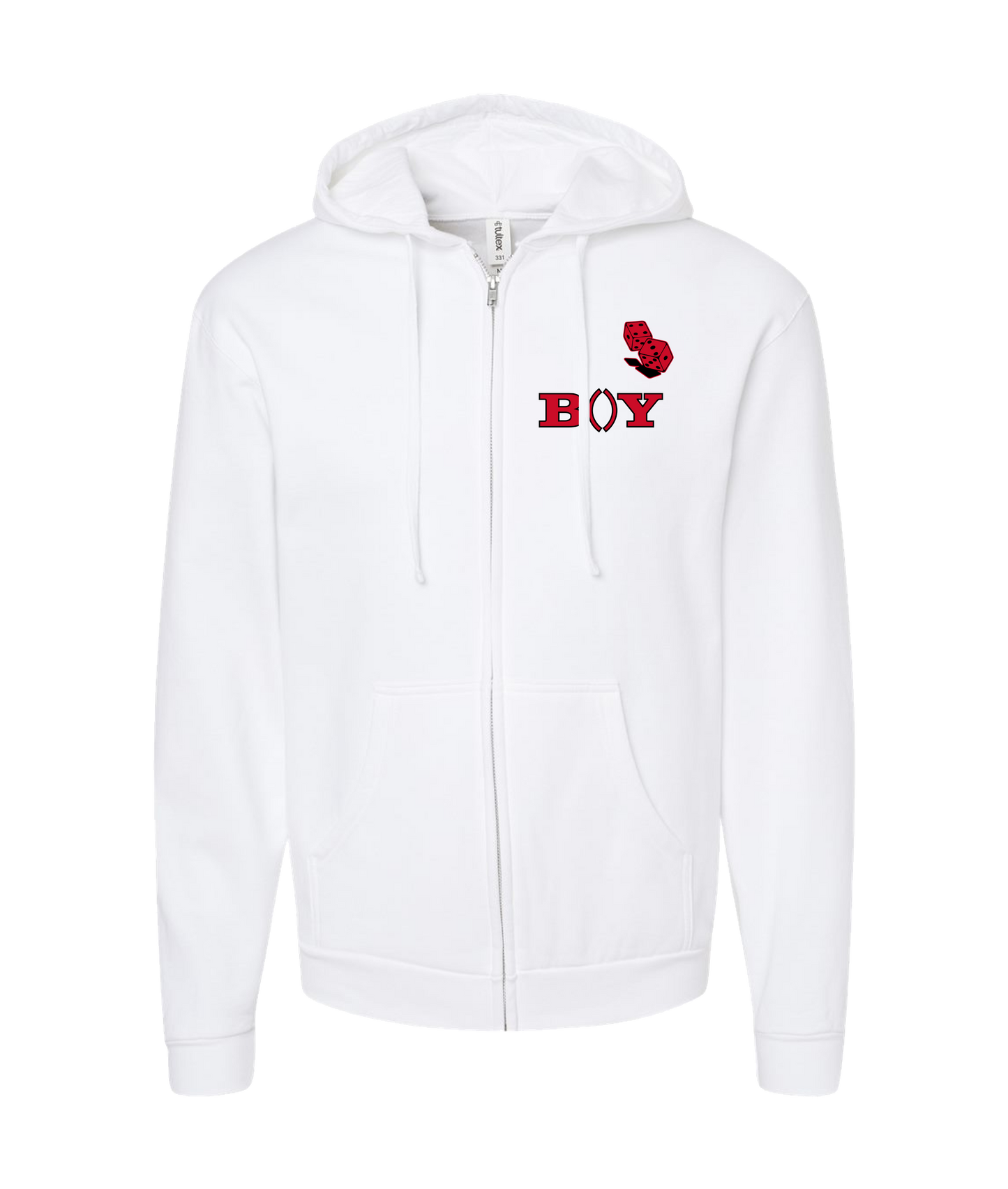 King Julgah - B()Y Dice RED (2 sided) - White Zip Up Hoodie