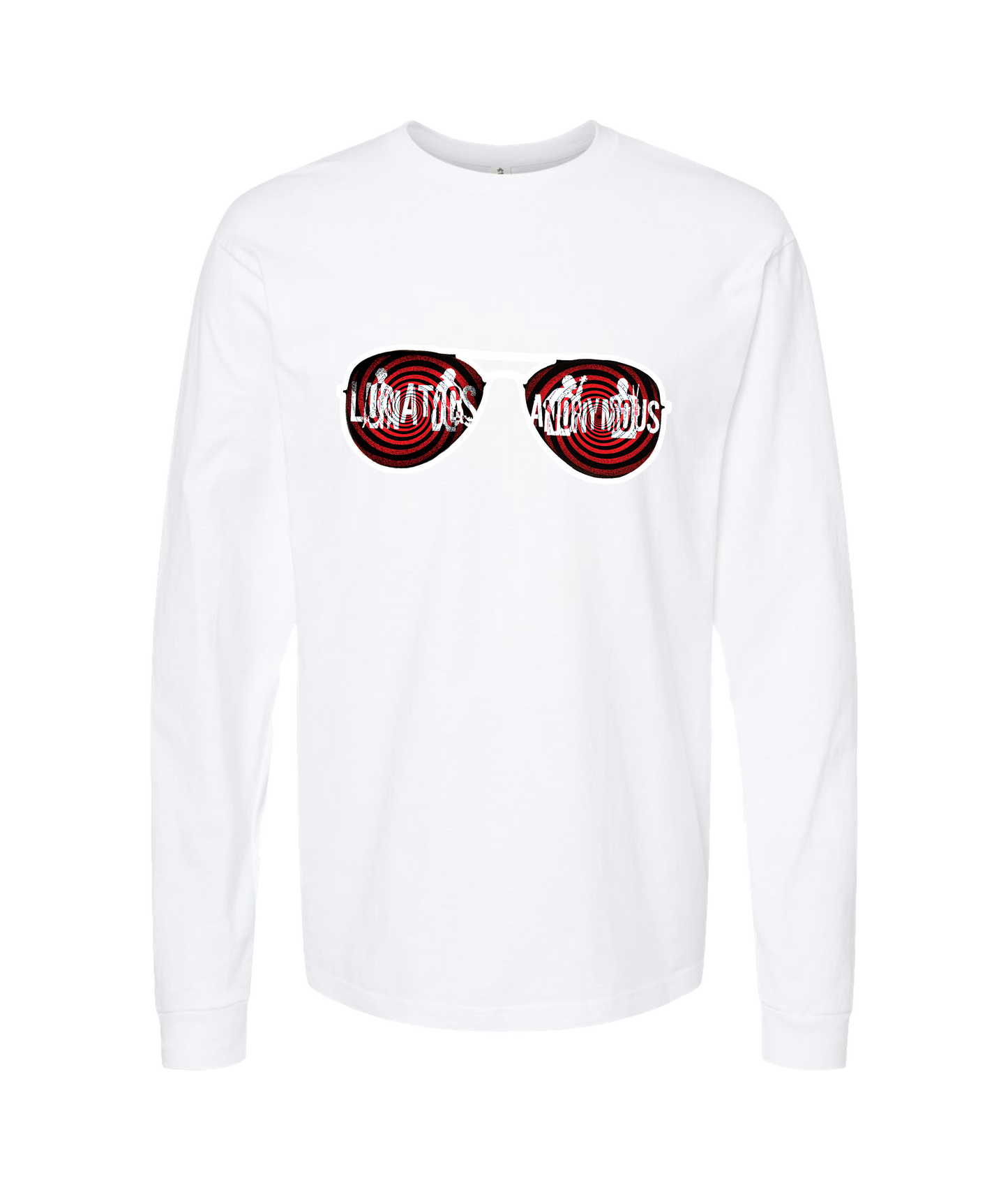 Lunatics Anonymous - Glasses Logo - White Long Sleeve T