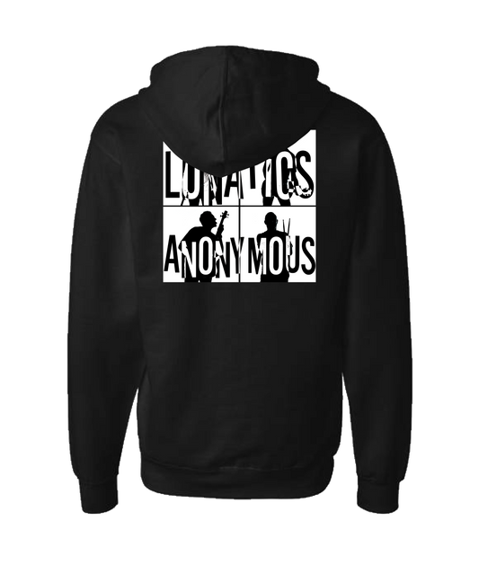 Lunatics Anonymous - Square Logo - Black Zip Up Hoodie