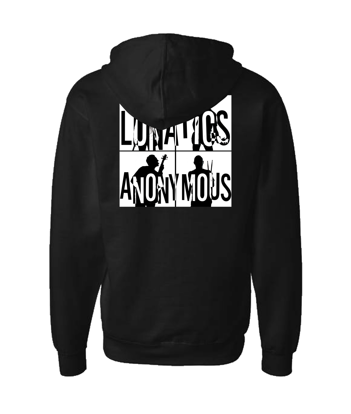 Lunatics Anonymous - Square Logo - Black Zip Up Hoodie