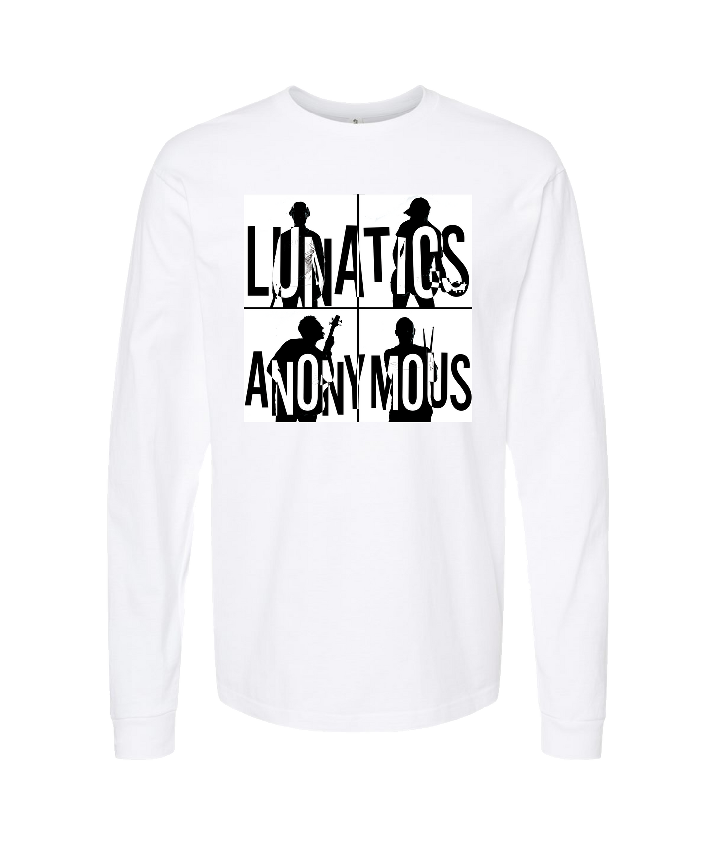 Lunatics Anonymous - Square Logo - White Long Sleeve T