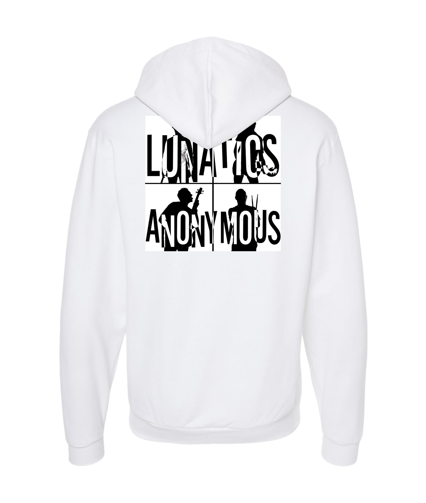 Lunatics Anonymous - Square Logo - White Zip Up Hoodie