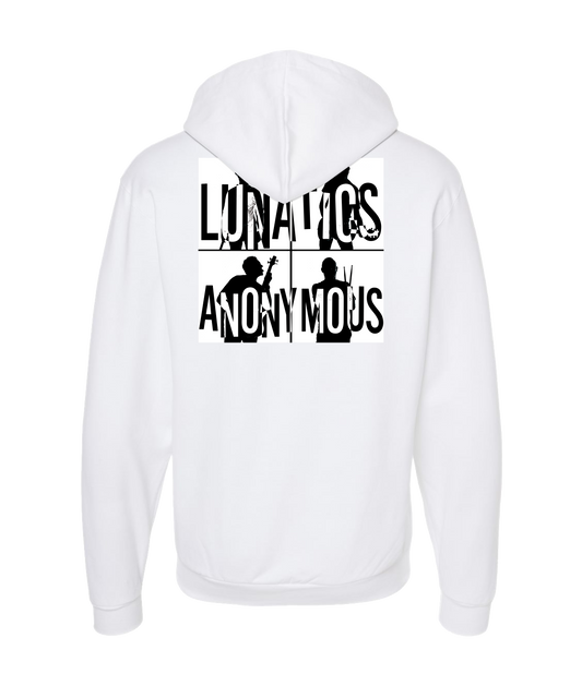 Lunatics Anonymous - Square Logo - White Zip Up Hoodie
