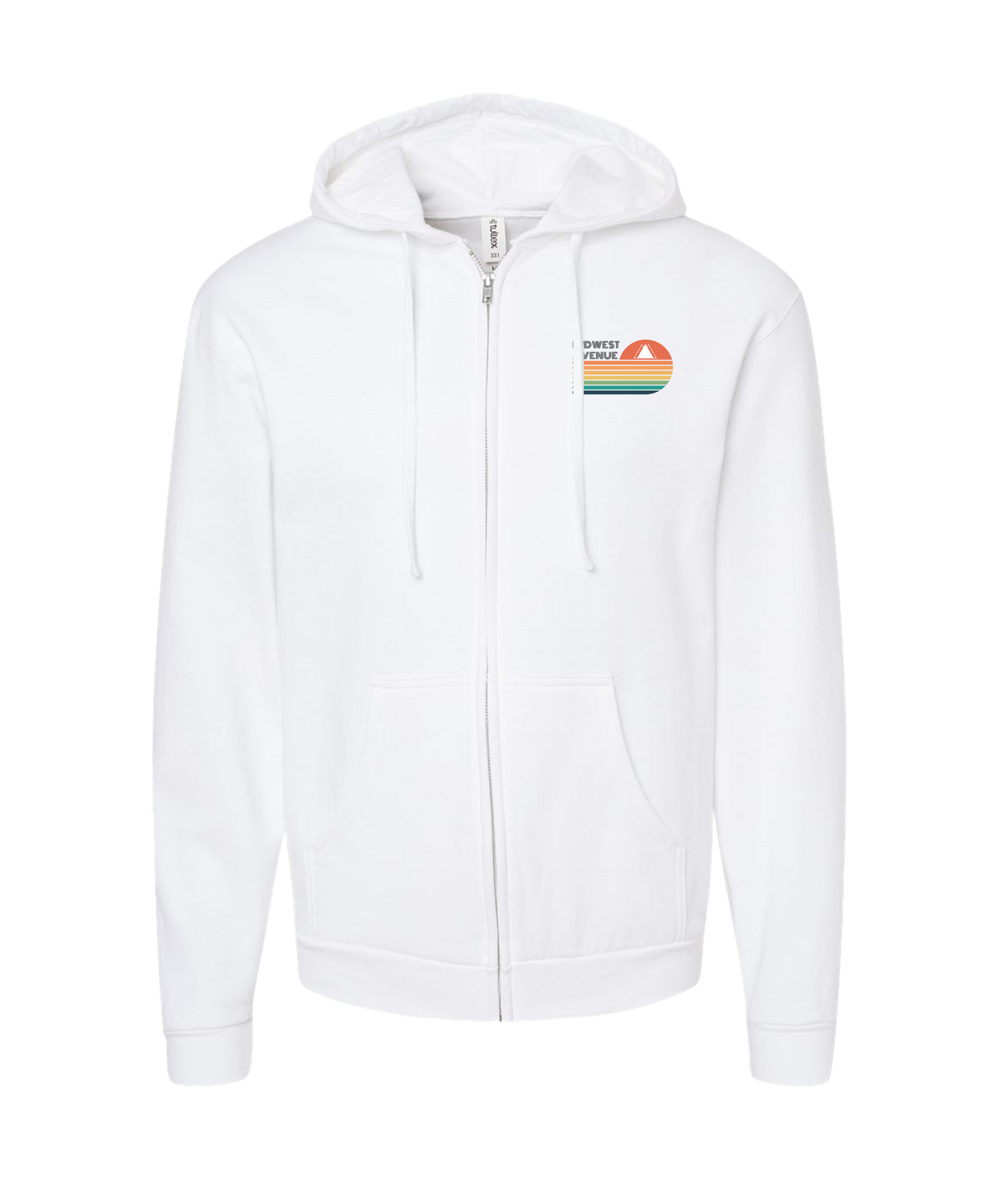Midwest Avenue - Logo - White Zip Up Hoodie