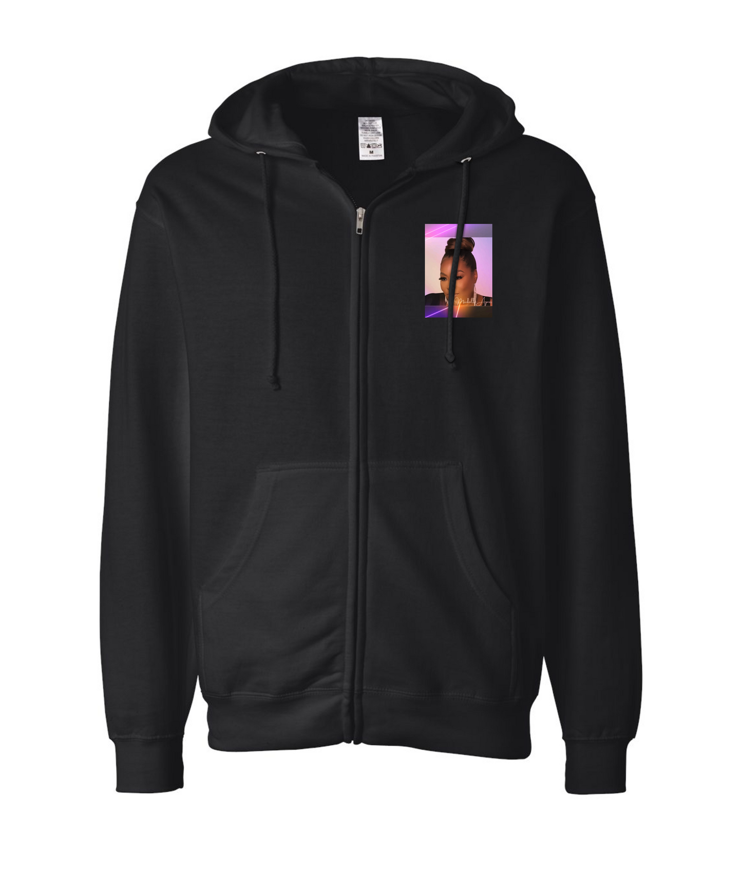 Michelle Ayers Fan Merch - Headshot - Black Zip Hoodie