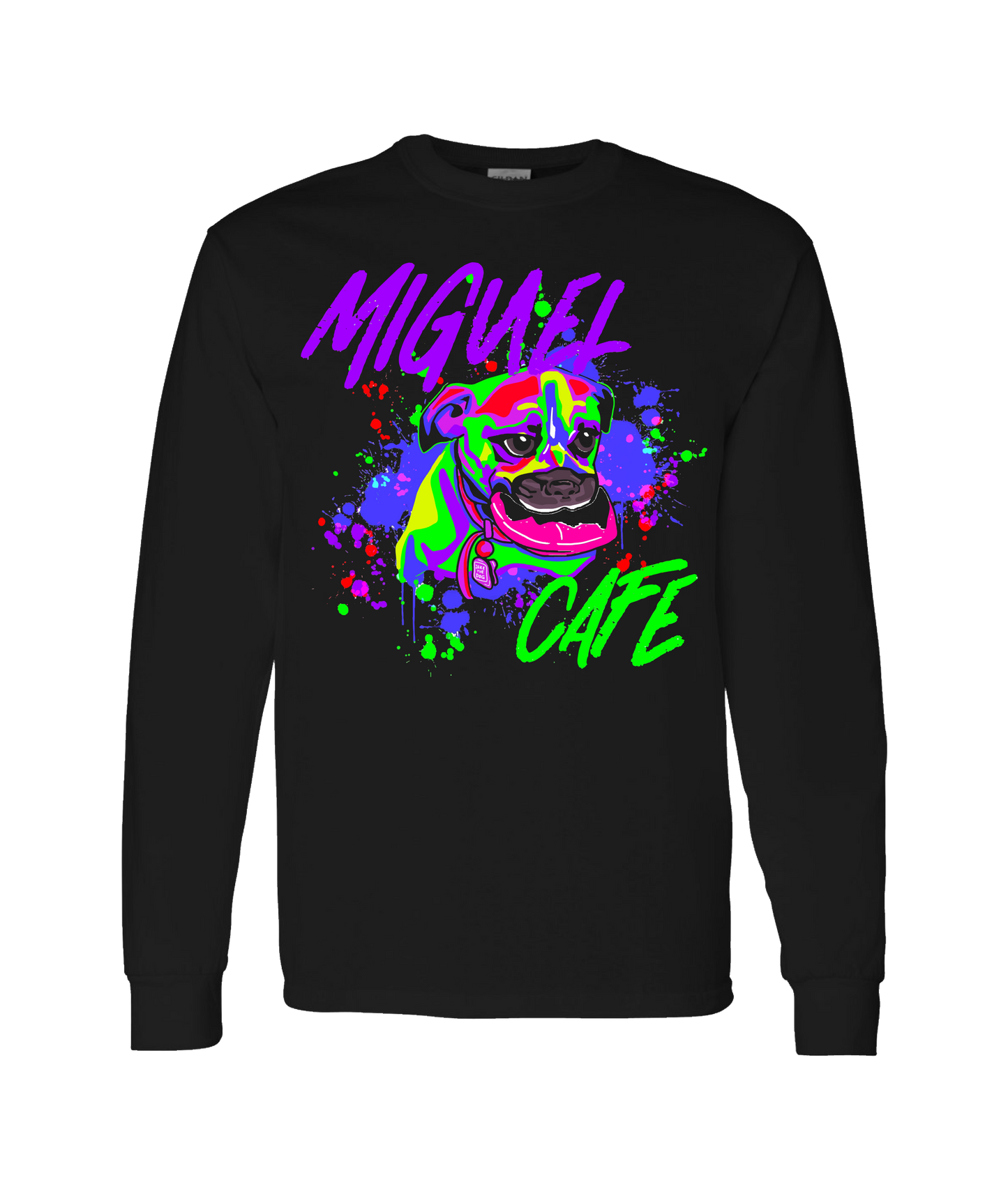 Miguel Cafe music - DOG - Black Long Sleeve T