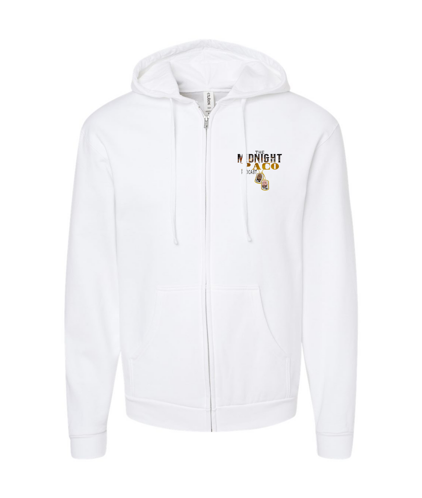 The Midnight Paco Podcast - Logo - White Zip Hoodie