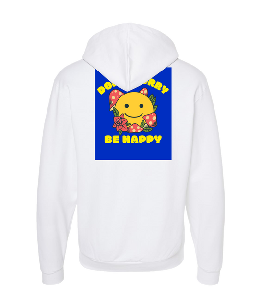 MycoPsycho - Don't Worry Be Happy - White Zip Up Hoodie