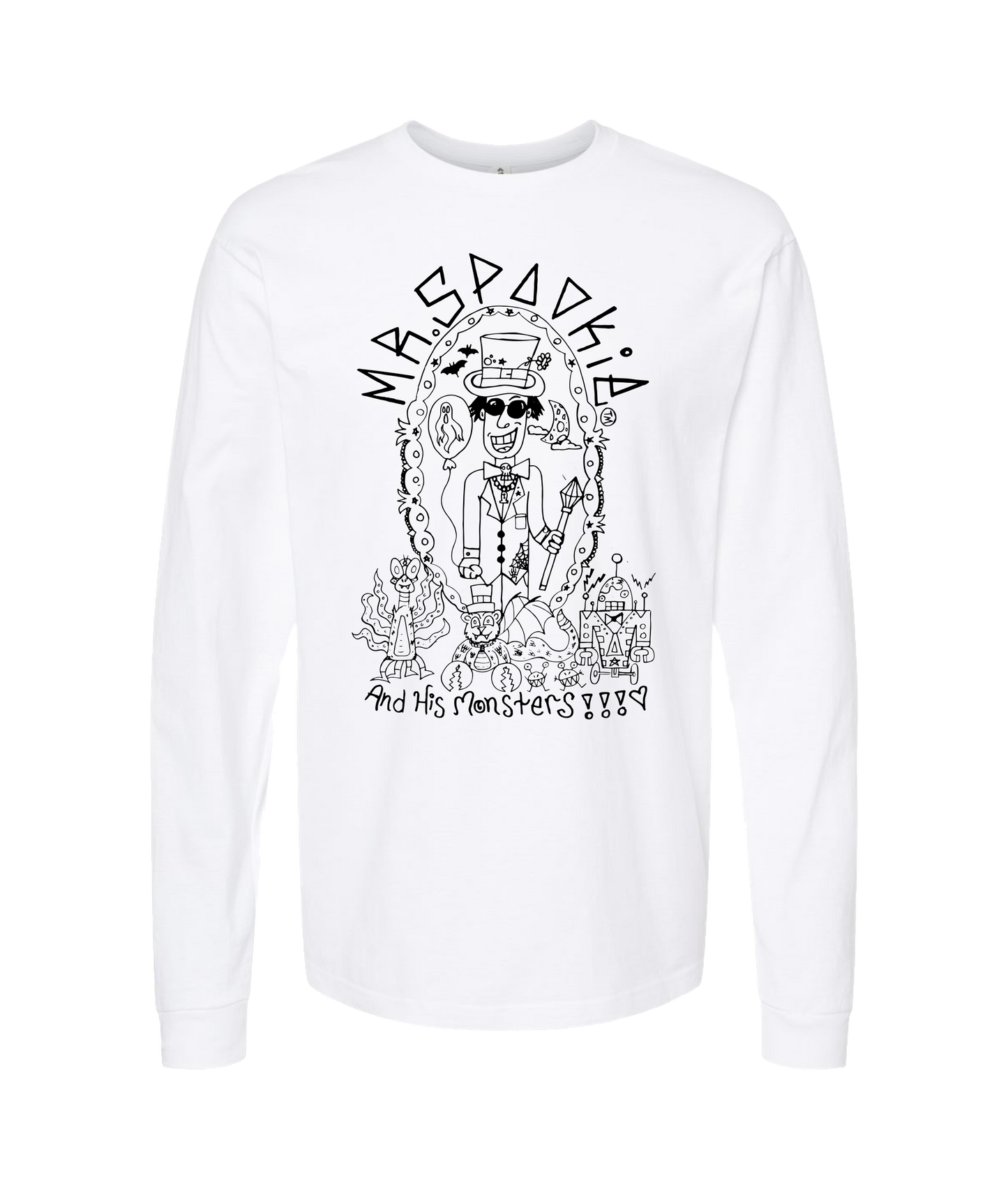 Mr.Spookie - LOGO 1 - White Long Sleeve T