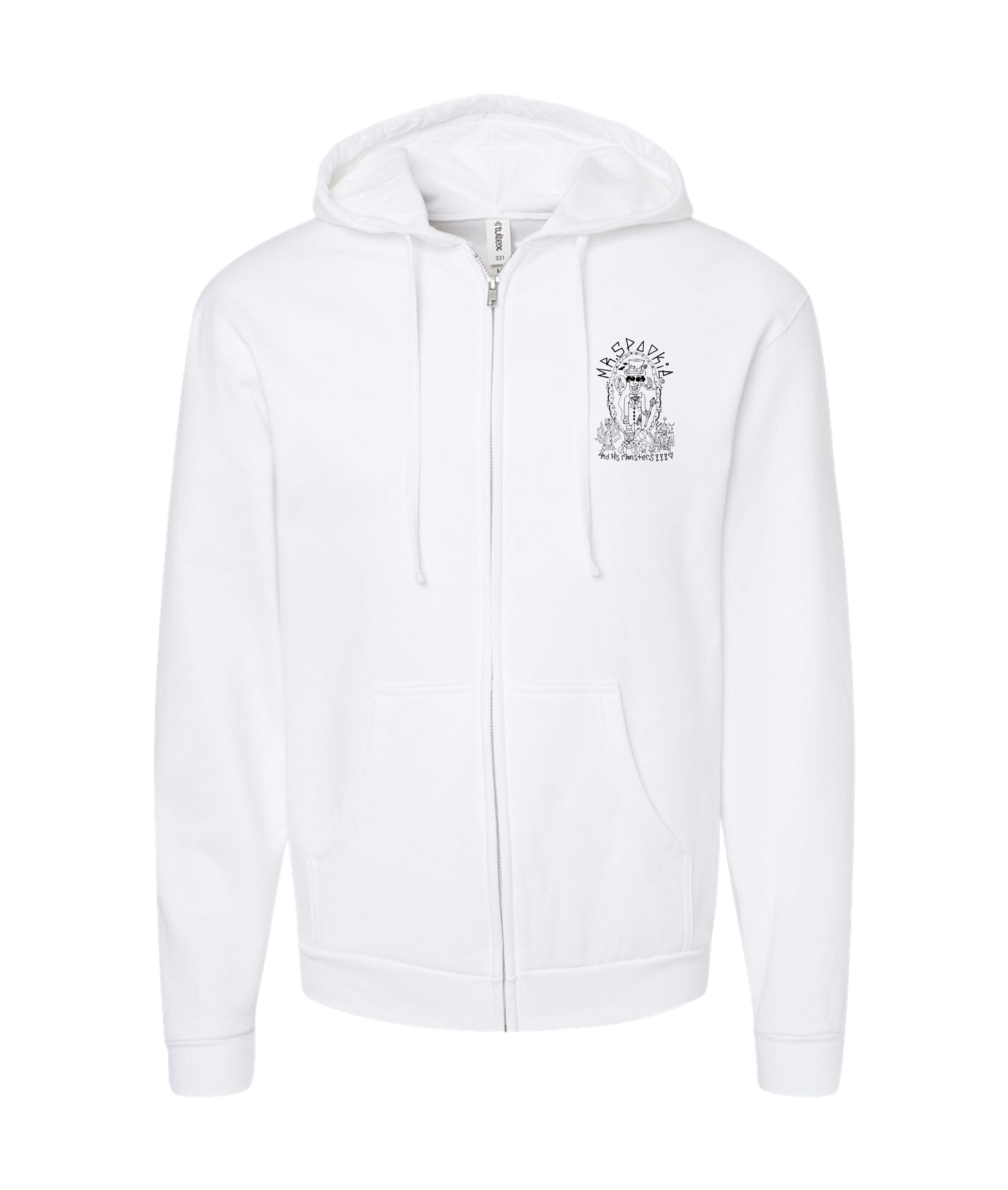 Mr.Spookie - LOGO 1 - White Zip Up Hoodie