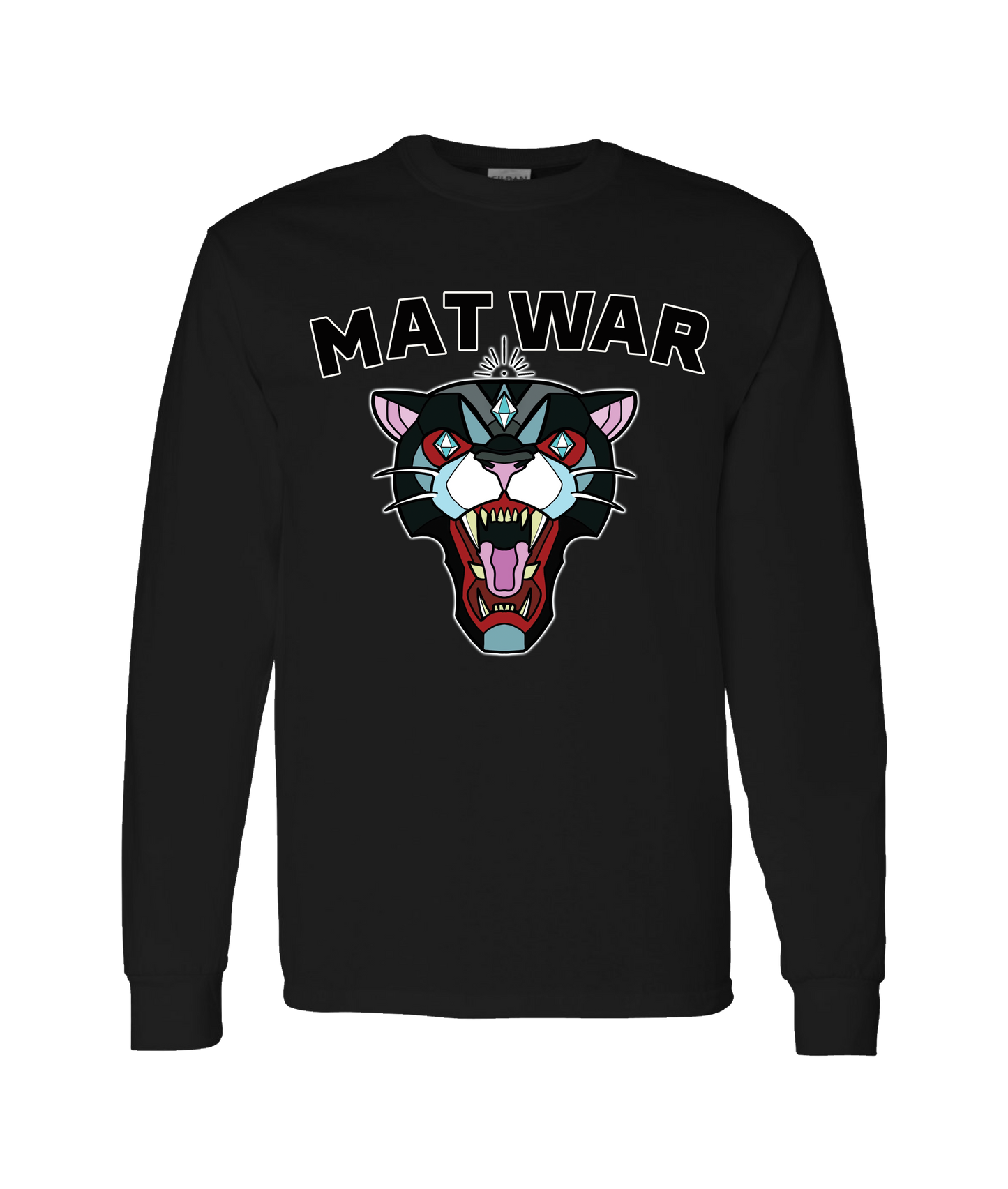 MAT WAR PRO WRESTLING - MAT CAT - Black Long Sleeve T