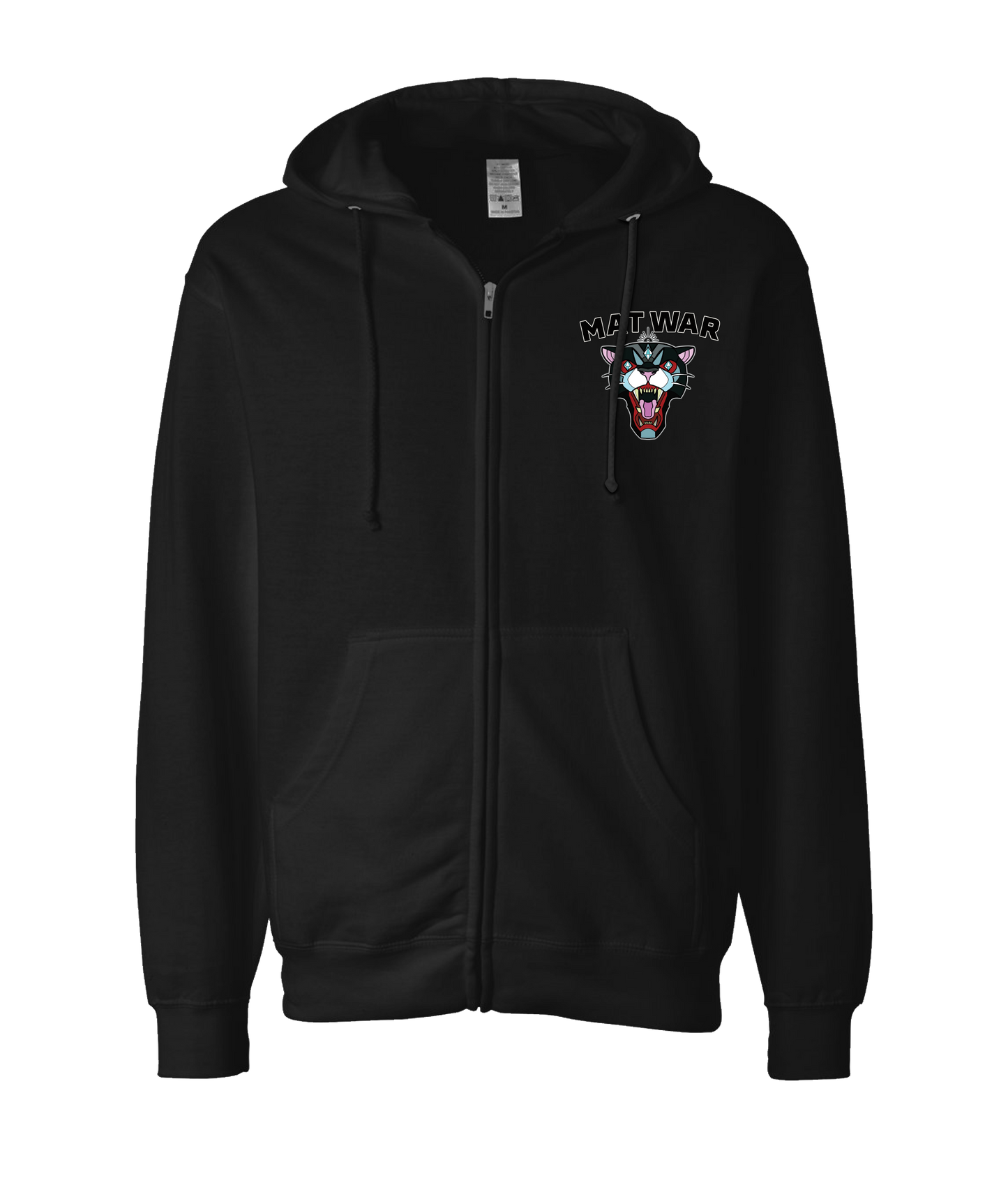 MAT WAR PRO WRESTLING - MAT CAT - Black Zip Up Hoodie