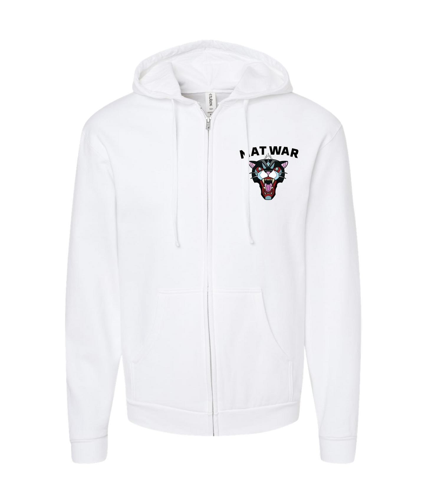 MAT WAR PRO WRESTLING - MAT CAT - White Zip Up Hoodie