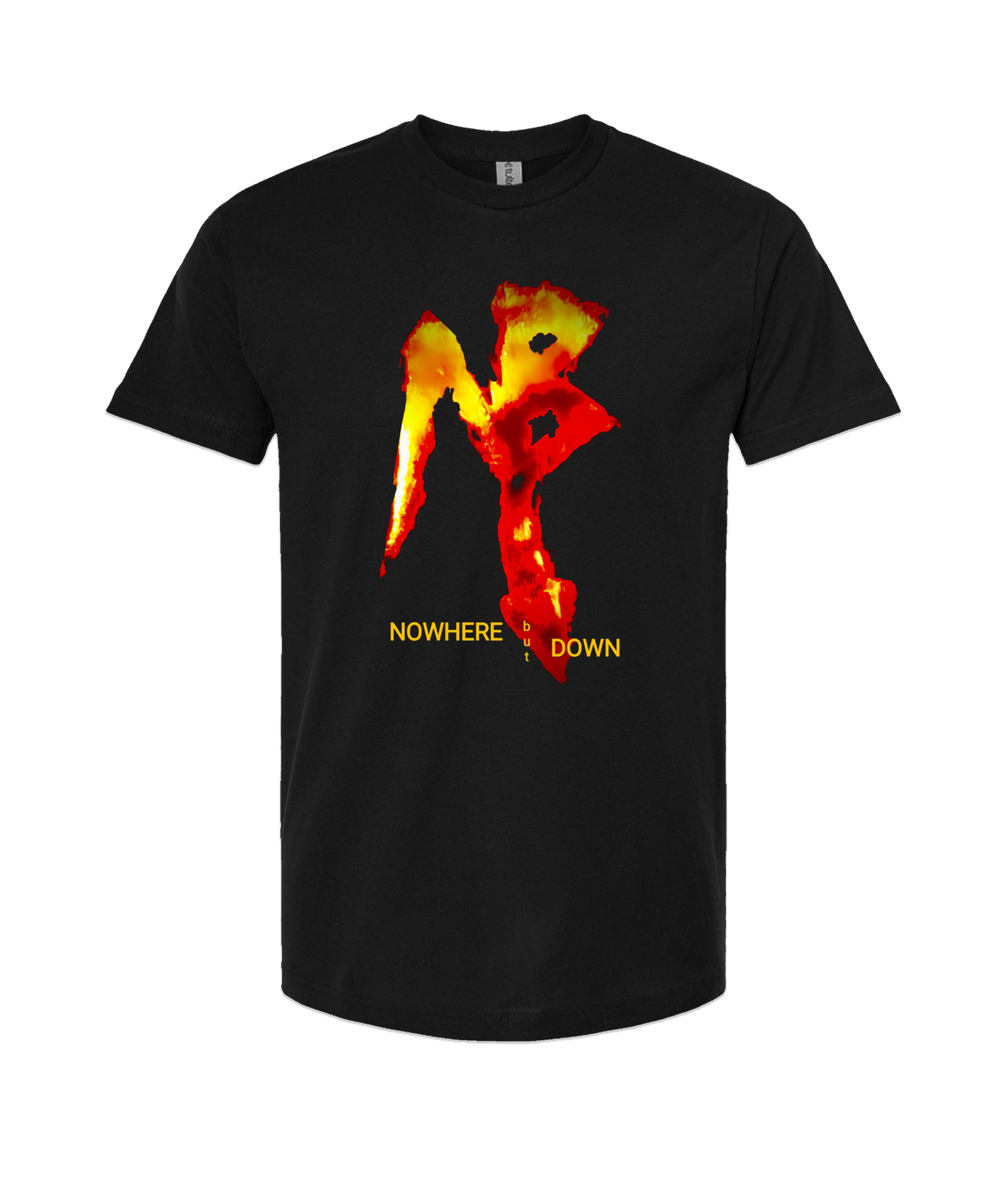 NOWHERE but DOWN - Fire Logo - Black T-Shirt