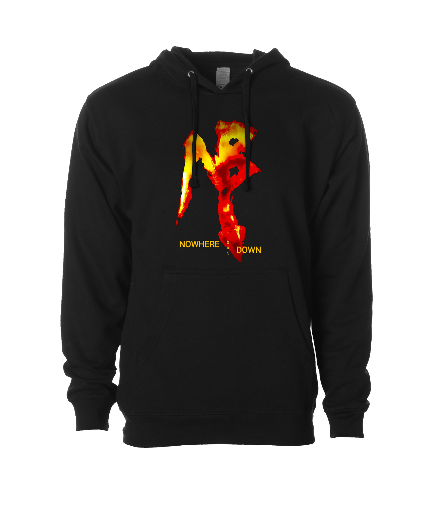 NOWHERE but DOWN - Fire Logo - Black Hoodie