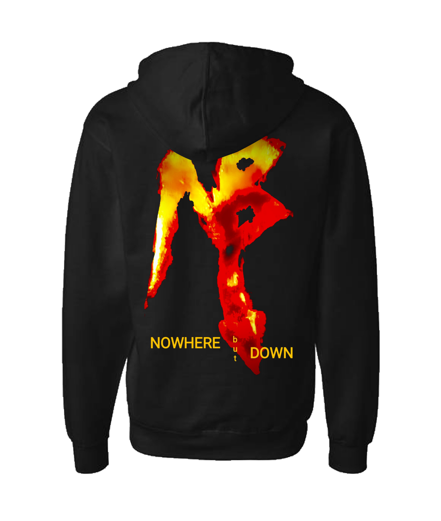 NOWHERE but DOWN - Fire Logo - Black Zip Up Hoodie