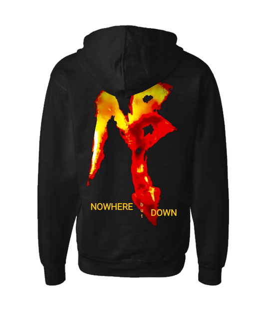 NOWHERE but DOWN - Fire Logo - Black Zip Up Hoodie