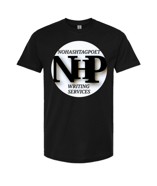 Nohashtagpoet Writing Services - CIRCLE LOGO - Black T-Shirt