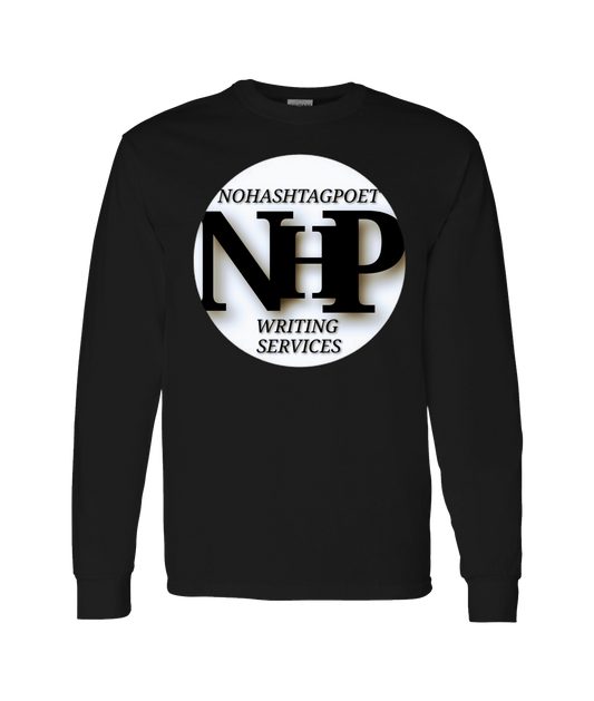 Nohashtagpoet Writing Services - CIRCLE LOGO - Black Long Sleeve T