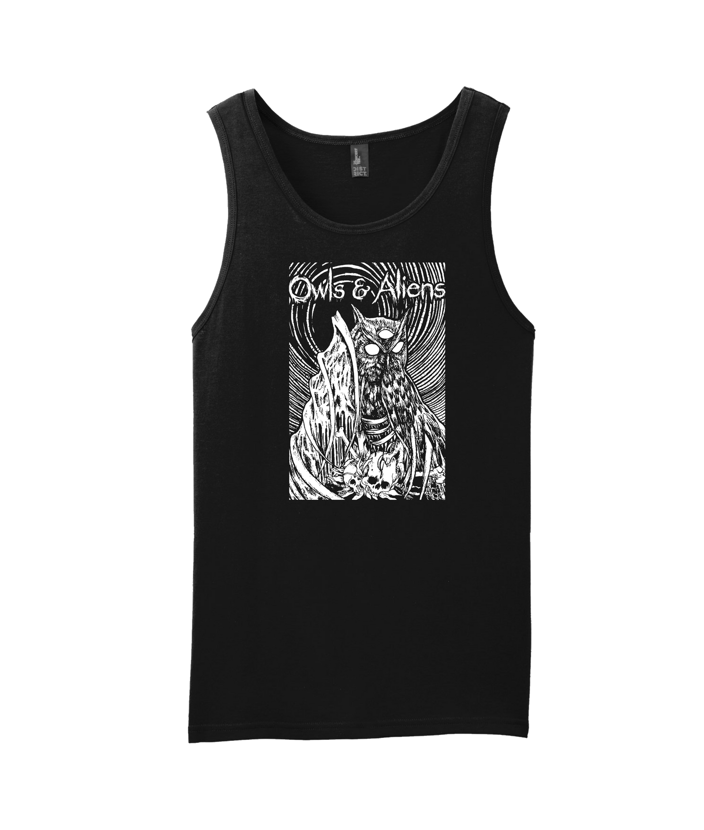 Owls & Aliens - B&W - Black Tank Top