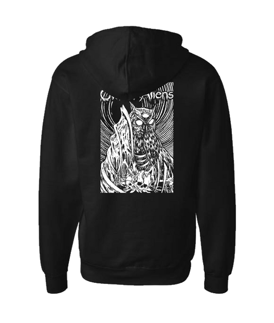 Owls & Aliens - B&W - Black Zip Up Hoodie