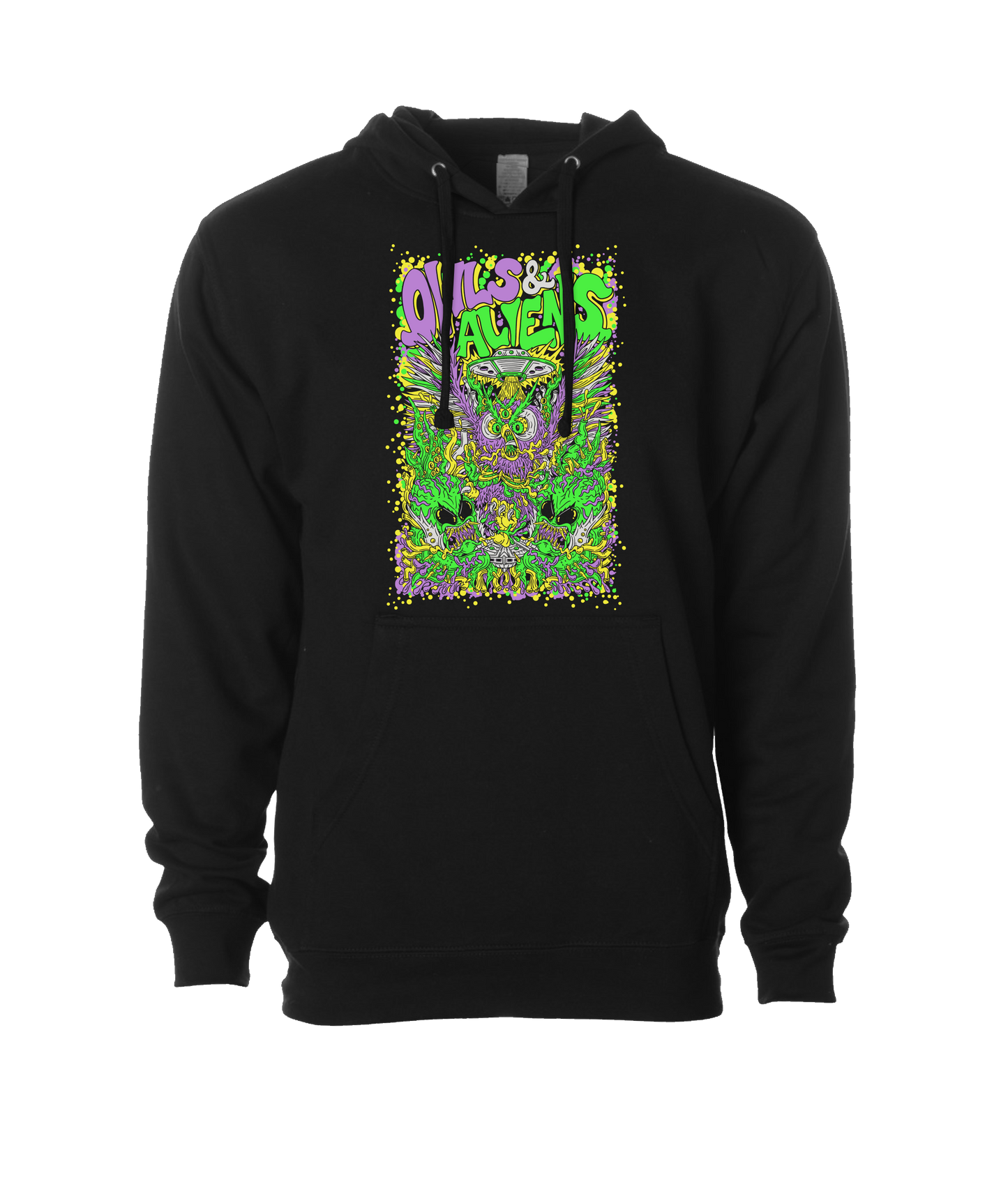 Owls & Aliens - Colored - Black Hoodie