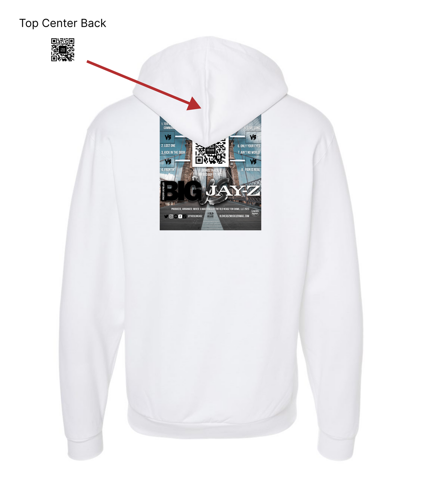 V-OHTOP - DESIGN 1 - White Zip Up Hoodie