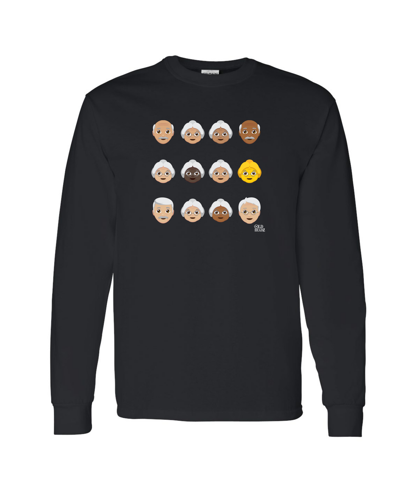 The Old Headz - DESIGN 2 - Black Long Sleeve T