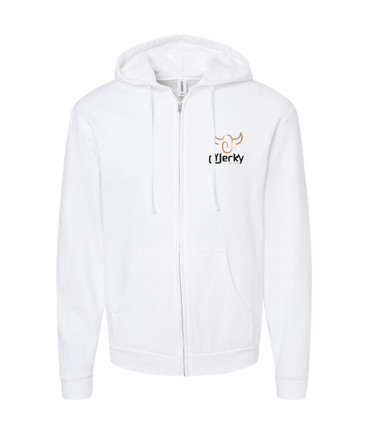 OY Jerky - Primary Logo Color - White Zip Up Hoodie