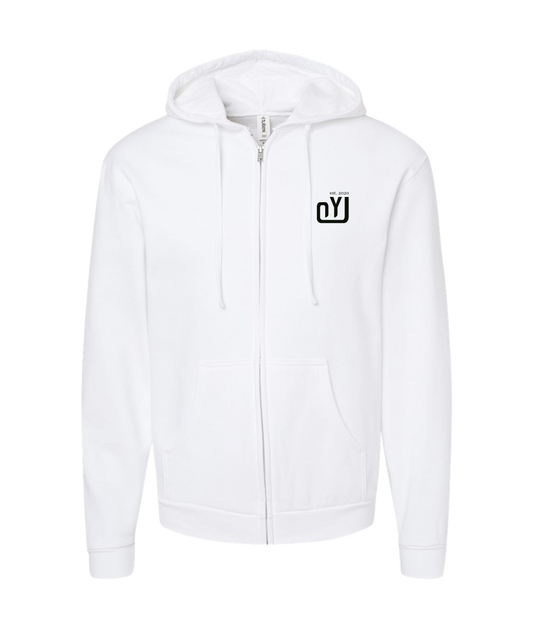 OY Jerky - Submark Color - White Zip Up Hoodie