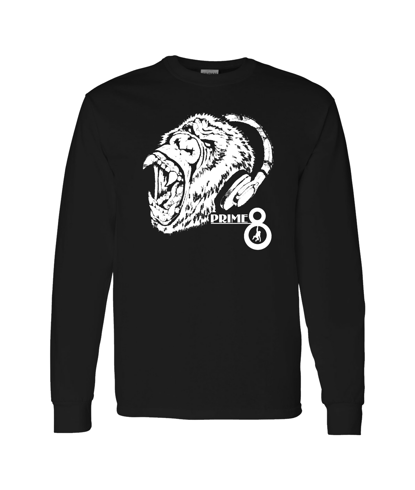Prime 8 - Headphone Ape - Black Long Sleeve T