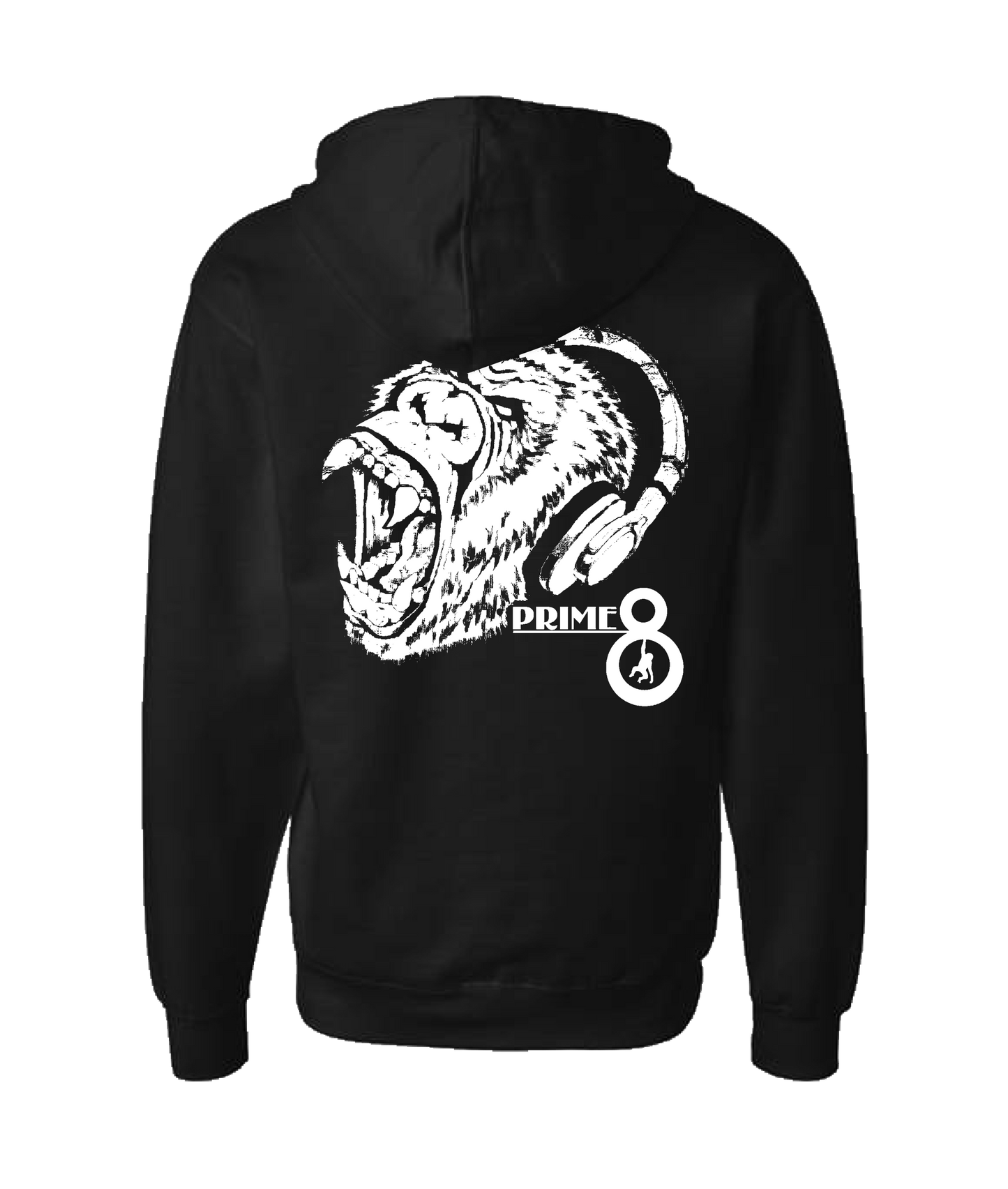 Prime 8 - Headphone Ape - Black Zip Up Hoodie