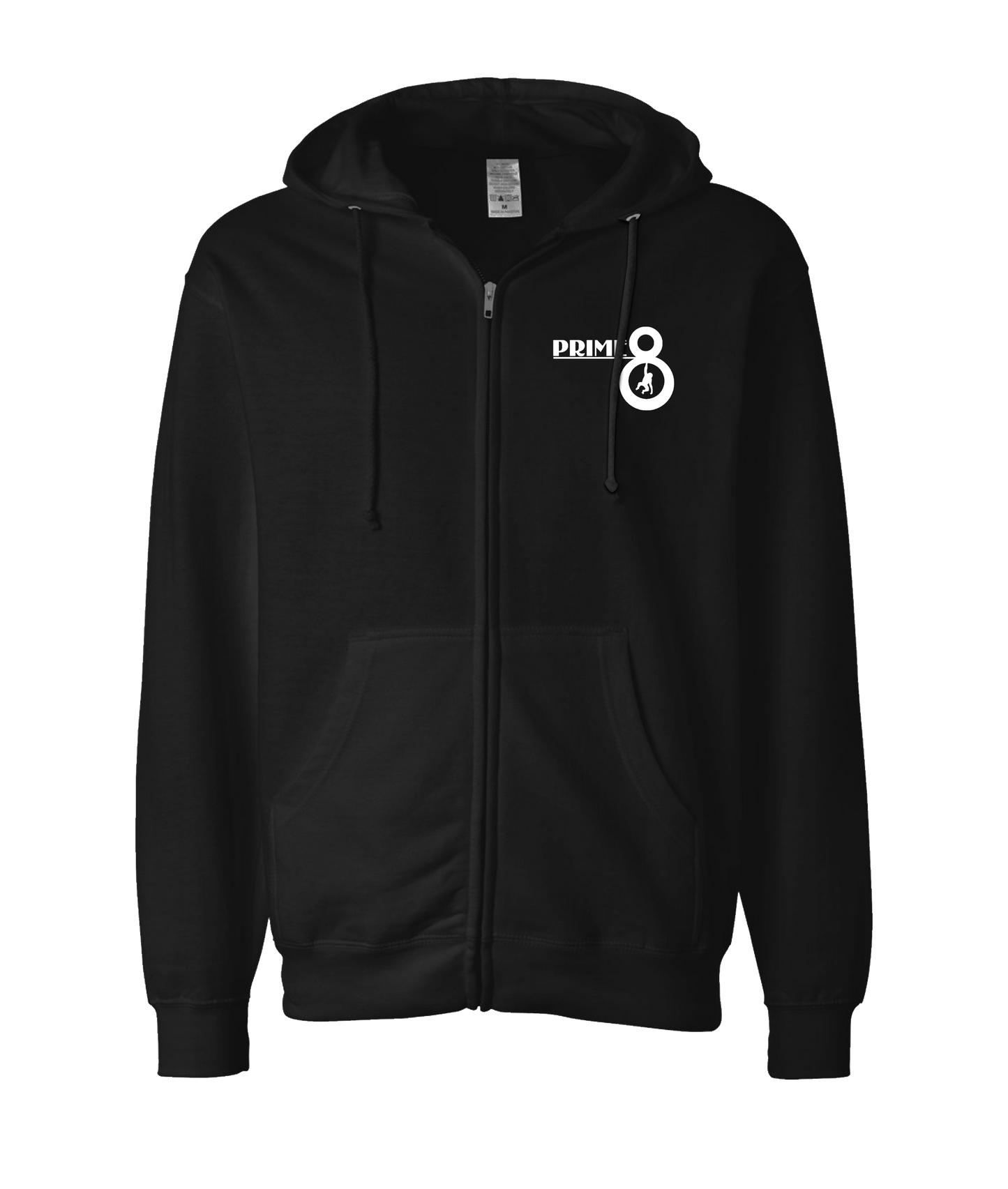 Prime 8 - P8 Logo Hanging Monkey - Black Zip Up Hoodie