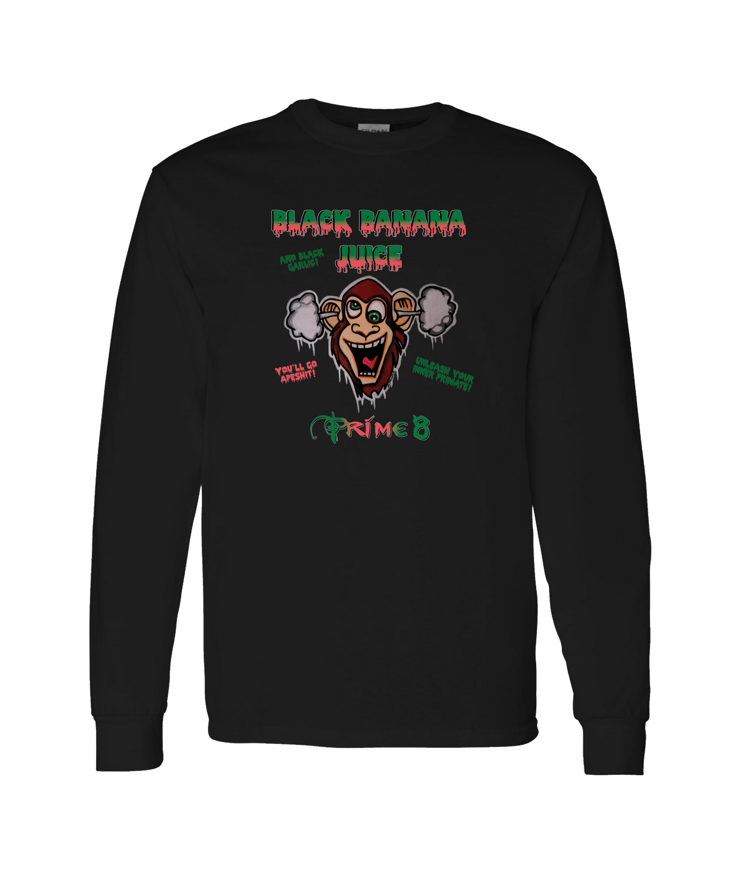 Prime 8 - Black Banana Juice - Black Long Sleeve T