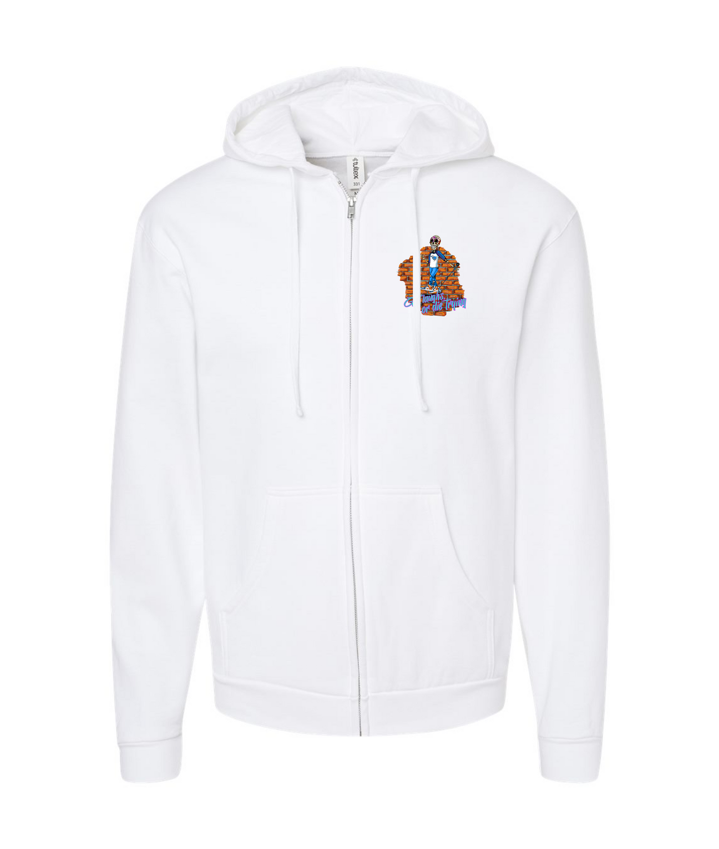 Peter Sers - Skeleton - White Zip Hoodie