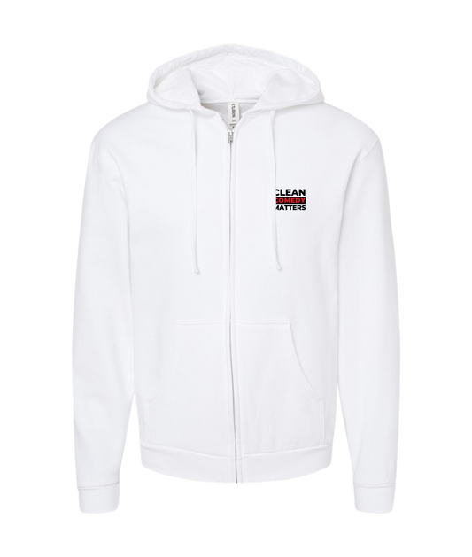 PT Bratton - Clean Comedy Matters - White Zip Up Hoodie