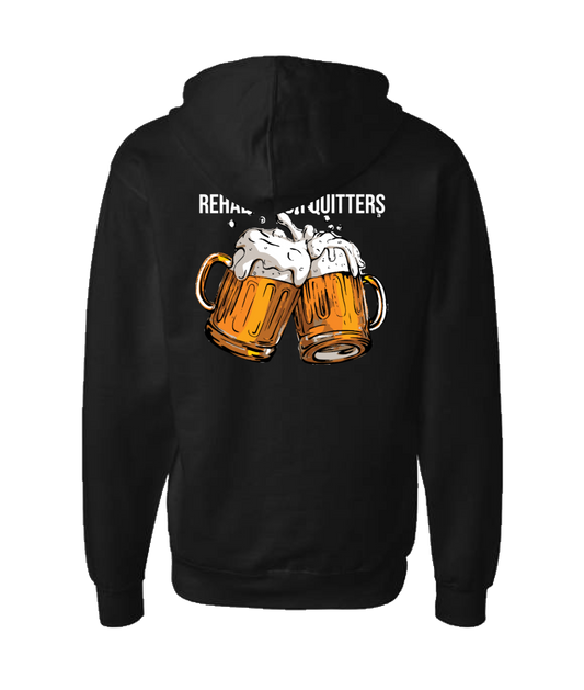 Purple Zebra - Rehab is for Quitters - Black Zip Up Hoodie