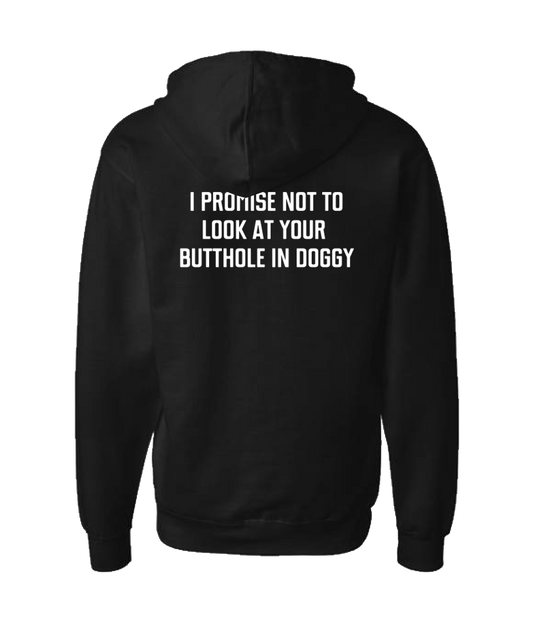 Purple Zebra - I Promise Not to Look - Black Zip Up Hoodie