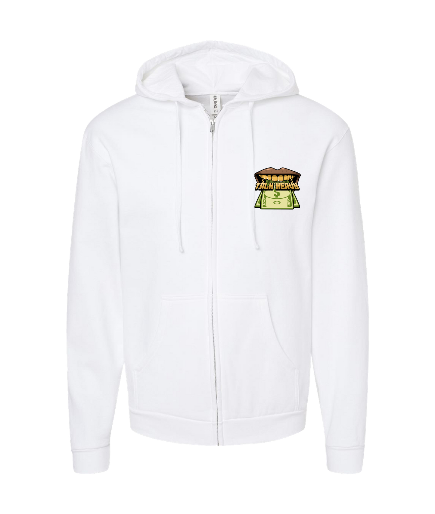 Quan G - TALK HEAVY - White Zip Up Hoodie