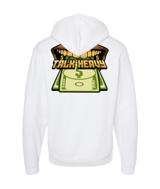 Quan G - TALK HEAVY - White Zip Up Hoodie
